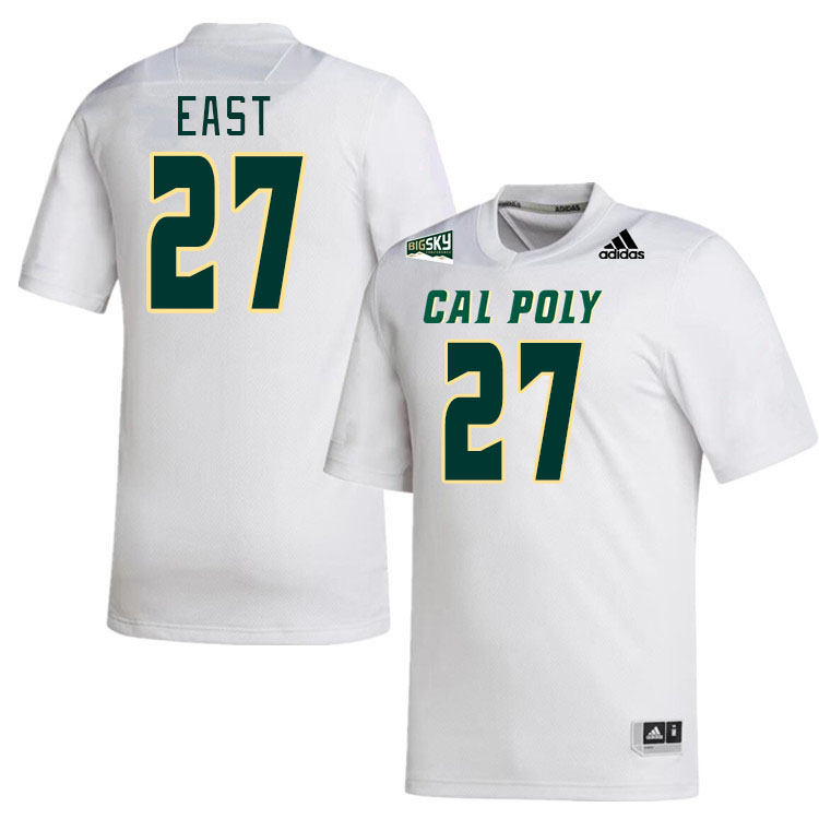 Men-Youth #27 Jake East Cal Poly Mustangs 2023 College Football Jerseys Stitched-White